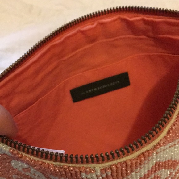 NWOT RARE Anthropologie Danica Embellished Pouch Pink 10.75" X 7.5" X .5" - Picture 6 of 7